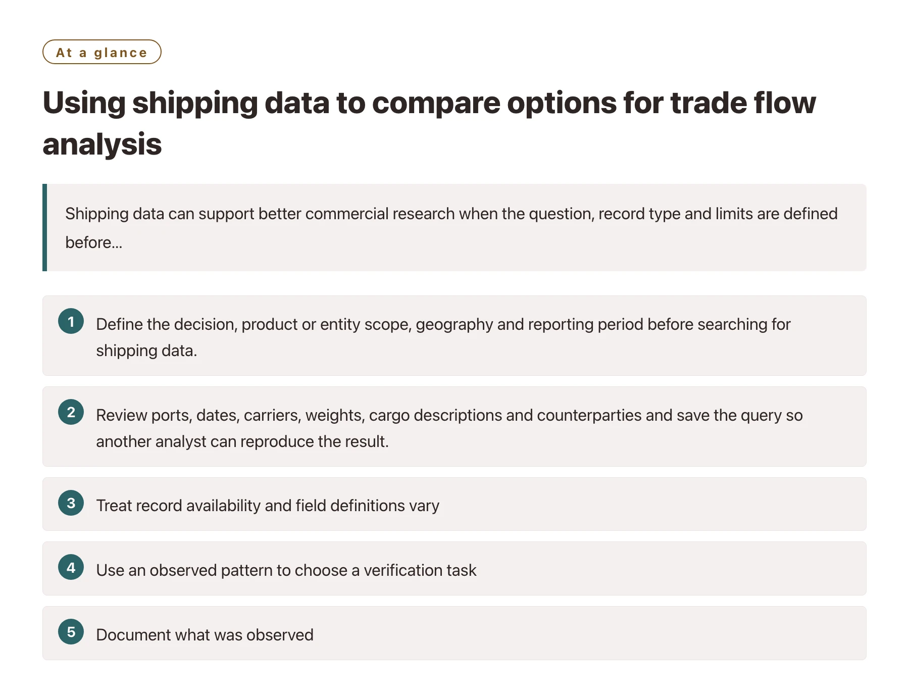 Using shipping data to compare options for trade flow analysis——全文要点速览